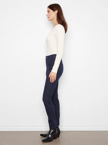 Cuffed Hem Jeans - Blue Black