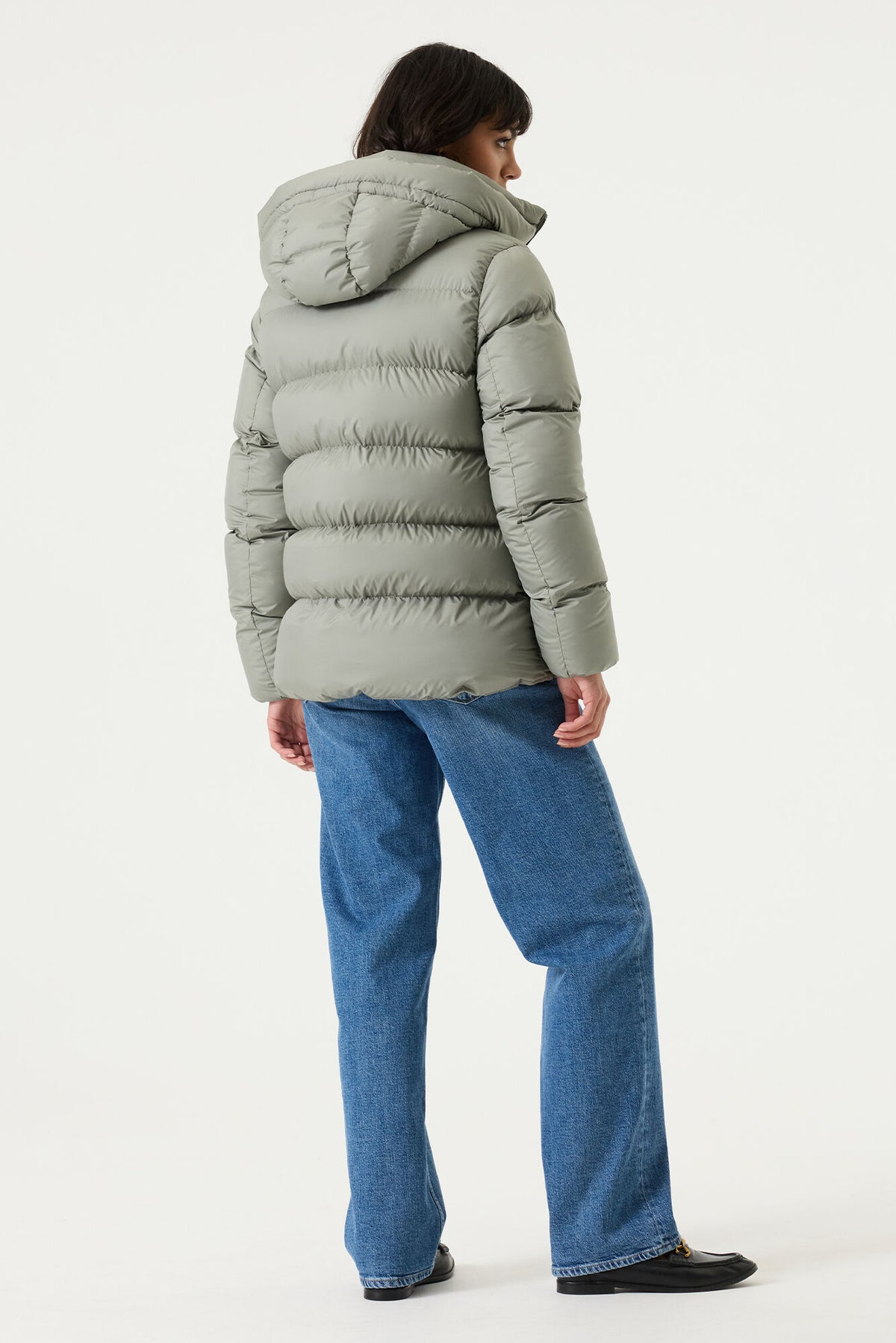 Gray-green puffer jacket