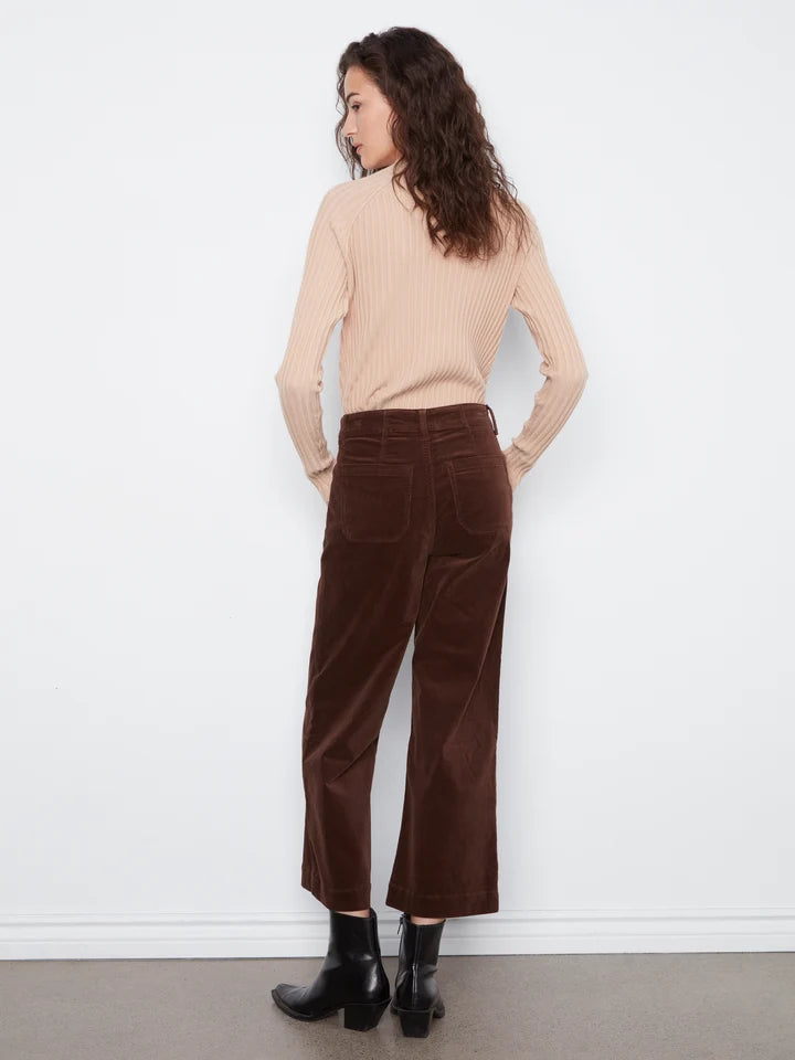 Printed Crop Wide-Leg Twill Pant