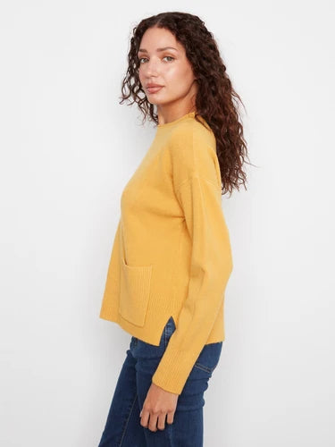 Patch Pocket Crew Neck Sweater - Amber