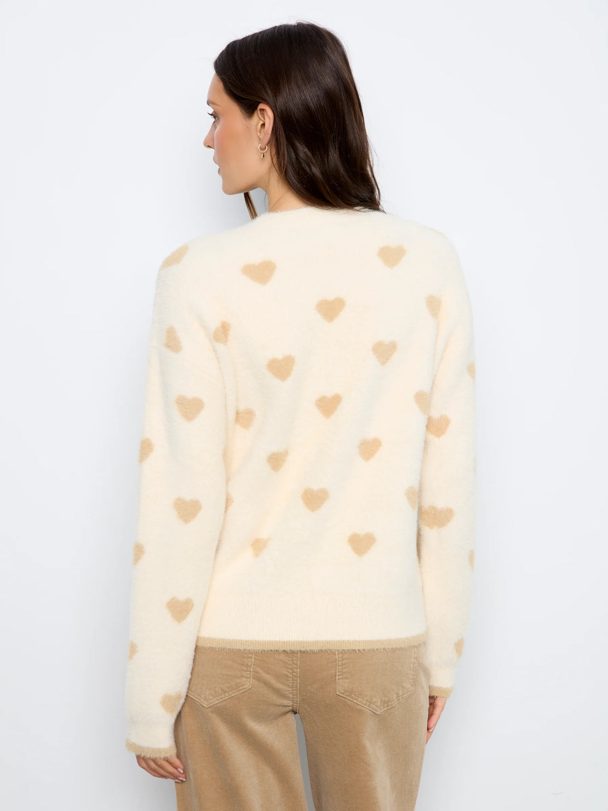 Jacquard Heart Crew Neck Sweater - Ecru