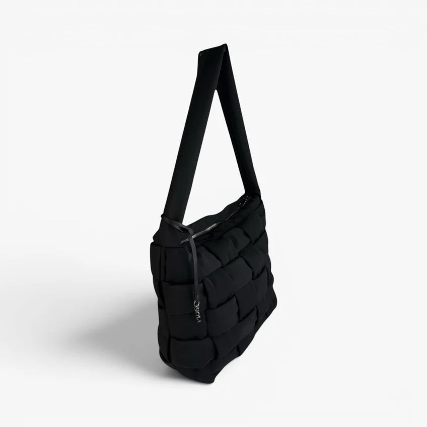 FIONA Woven Nylon Tote Bag - Black