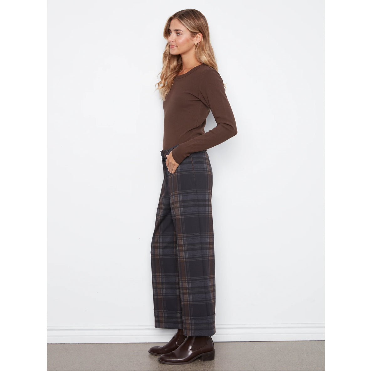 Wide Leg Plaid Pant