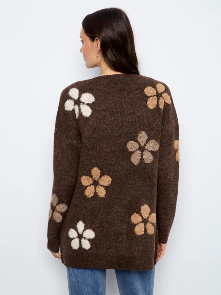 Flower Boucle Long Sleeve Cardigan