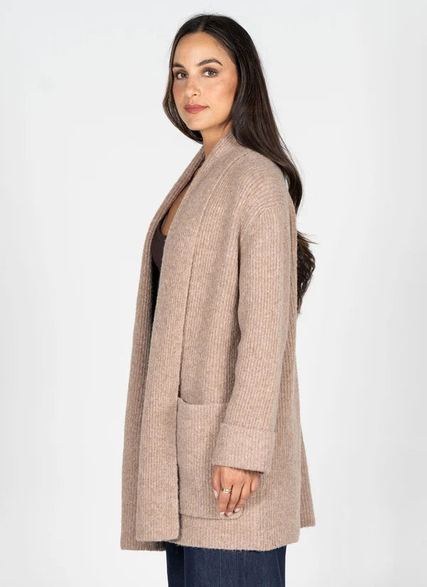 Oversized Open Cardigan in Heather Taupe