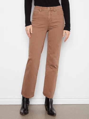 Straight Leg Twill Pants - Truffle