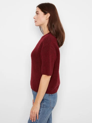 Balloon Elbow Sleeve Knit Sweater - Heather Merlot