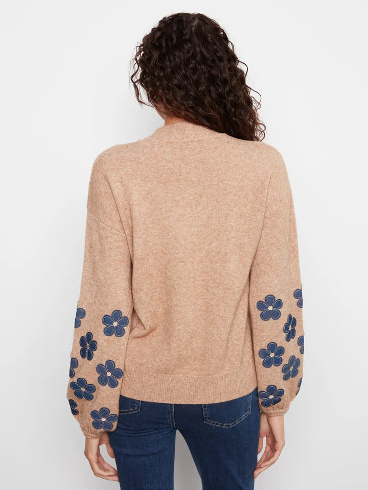 Mock Neck Sweater With Placed Print