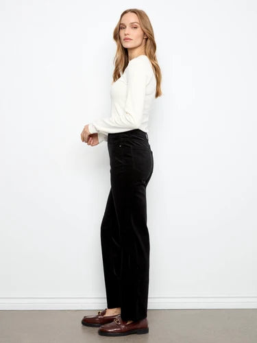 Straight Leg Corduroy Pants - Black