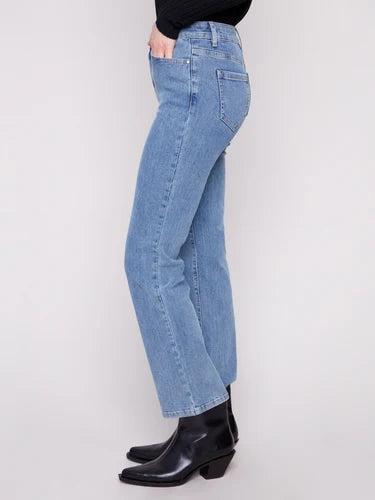 Corduroy Straight Leg Pants - Denim