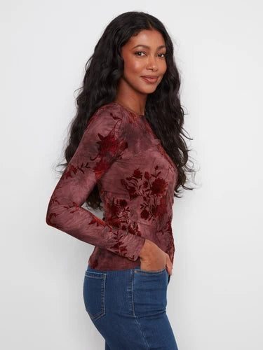 Ruched Boat Neck Top - Merlot