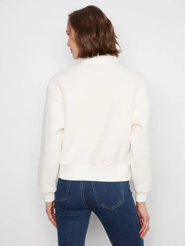 Half-Zip Fleece Pullover - Ecru