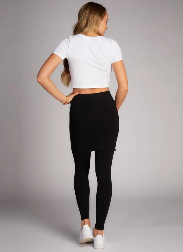 Bamboo Leggings w/Skirt in Black