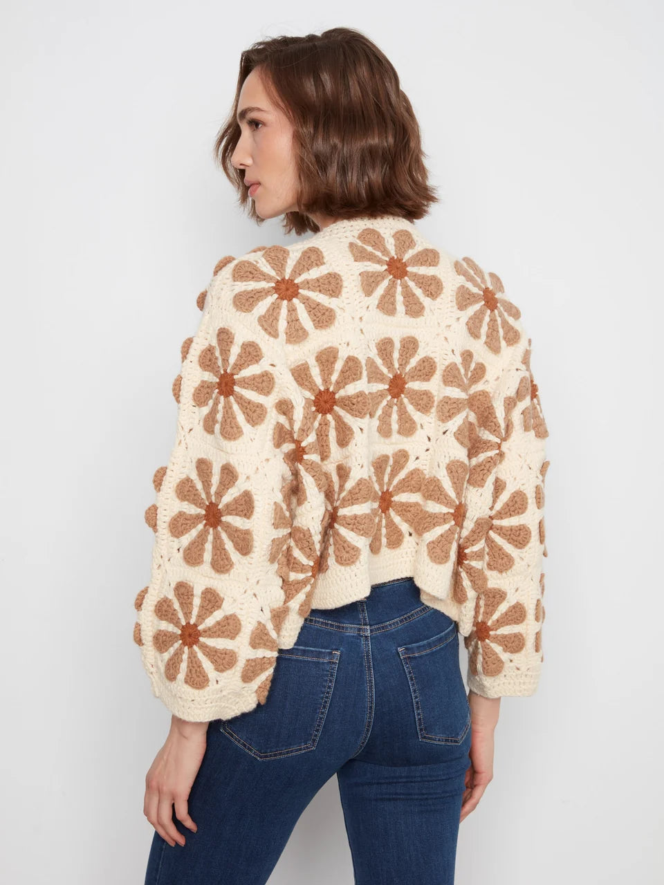 Floral Crochet Cardigan - Ecru