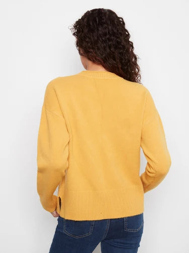 Patch Pocket Crew Neck Sweater - Amber