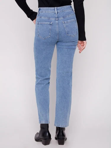 Corduroy Straight Leg Pants - Denim