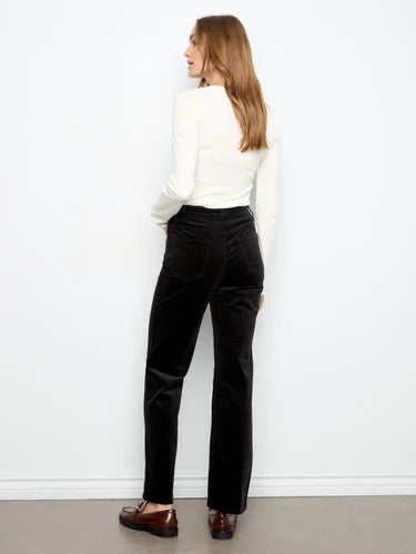 Straight Leg Corduroy Pants - Black