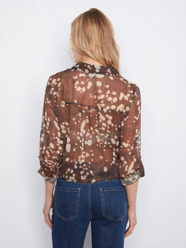Printed Button-Up Blouse - Speckle