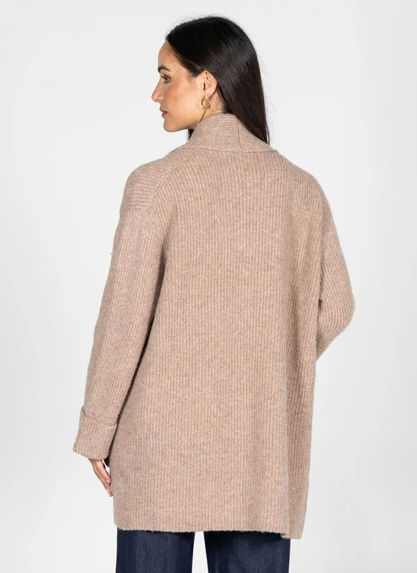 Oversized Open Cardigan in Heather Taupe