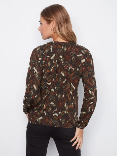 Printed Popover Blouse - Ikat