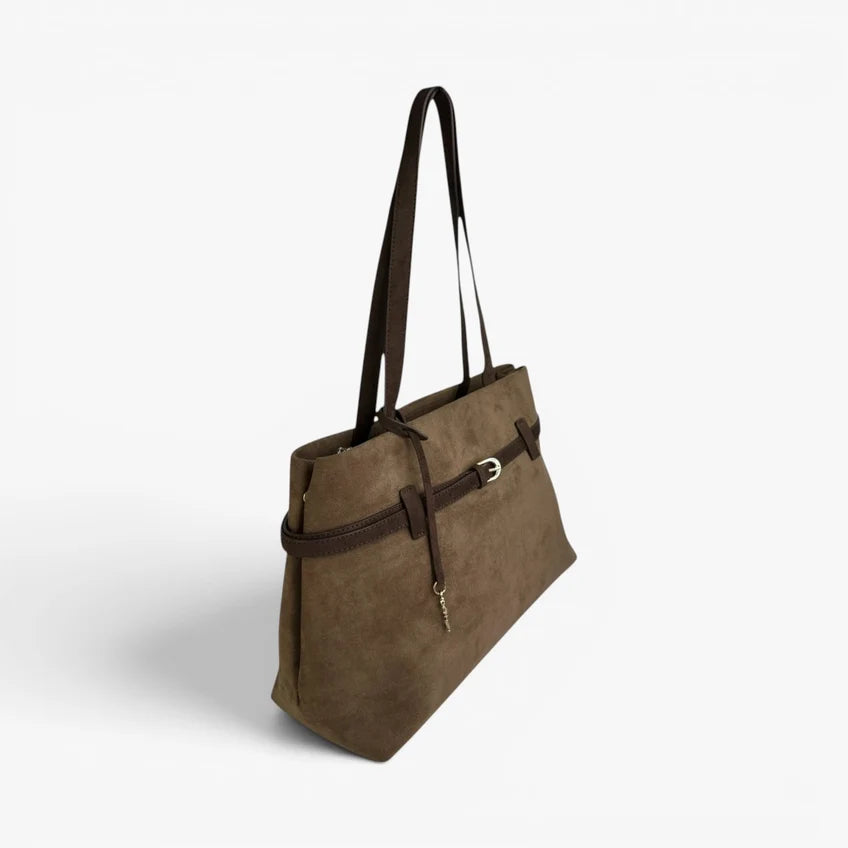 KENNEDY Faux Suede Tote Bag - Mocha