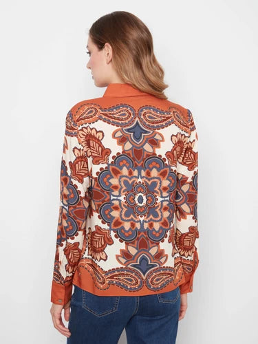 Button-Front Printed Shirt - Boteh