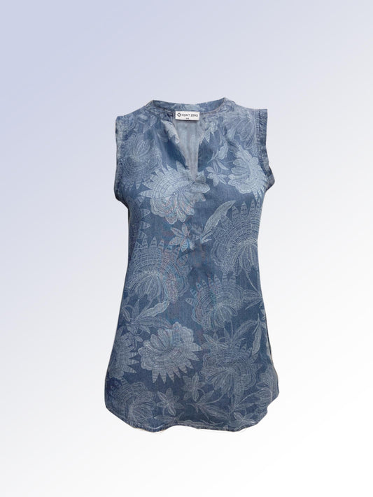 Floral blouse - indigo denim