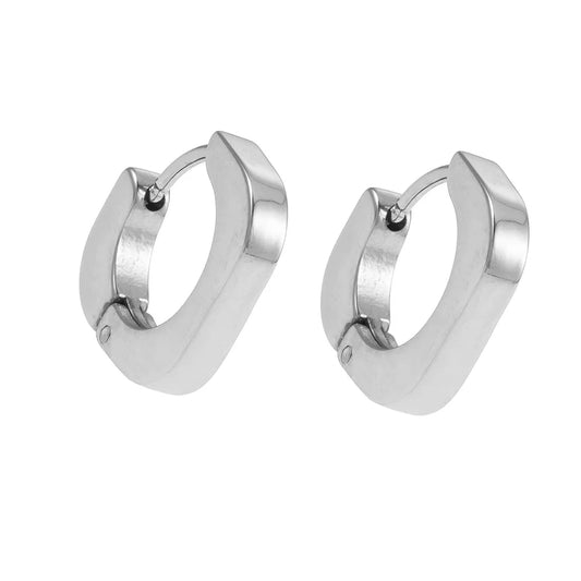 Industrial Chic-Tiny Rounded Squared Hoop Earrings
