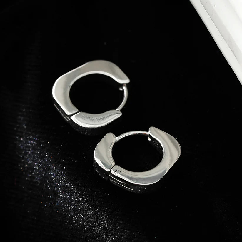Industrial Chic-Tiny Rounded Squared Hoop Earrings