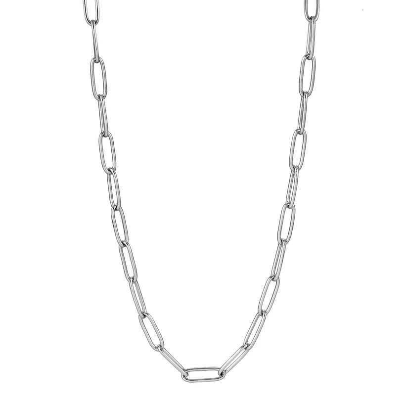 BARNSBURY: Essential Silver Chain Link Paper-Clip Necklace - 22"