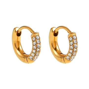 Sparkling Rows of Pavé Zirconia on Classic Mini Hoop Earrings