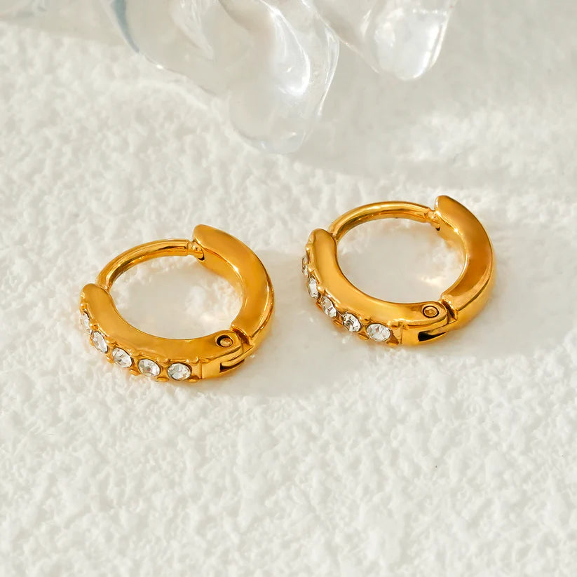 Single Row Pavé Zirconia Mini Hoop Earrings