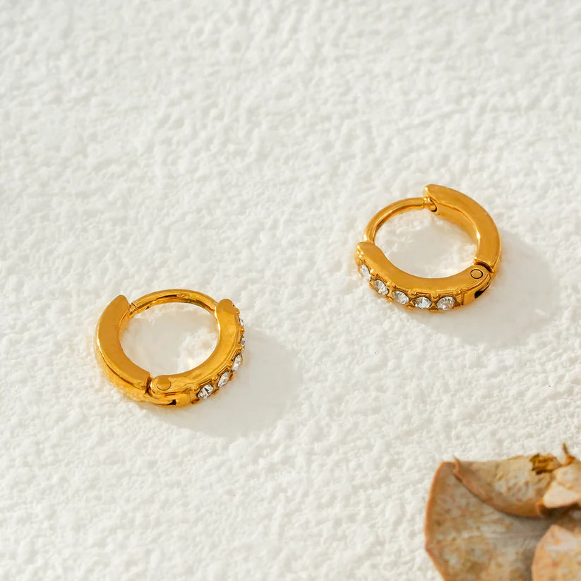 Single Row Pavé Zirconia Mini Hoop Earrings
