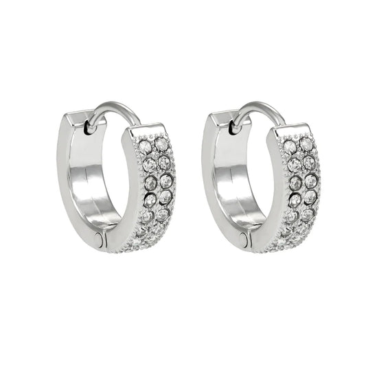 Double Row Pavé Zirconia Mini Hoop Earrings