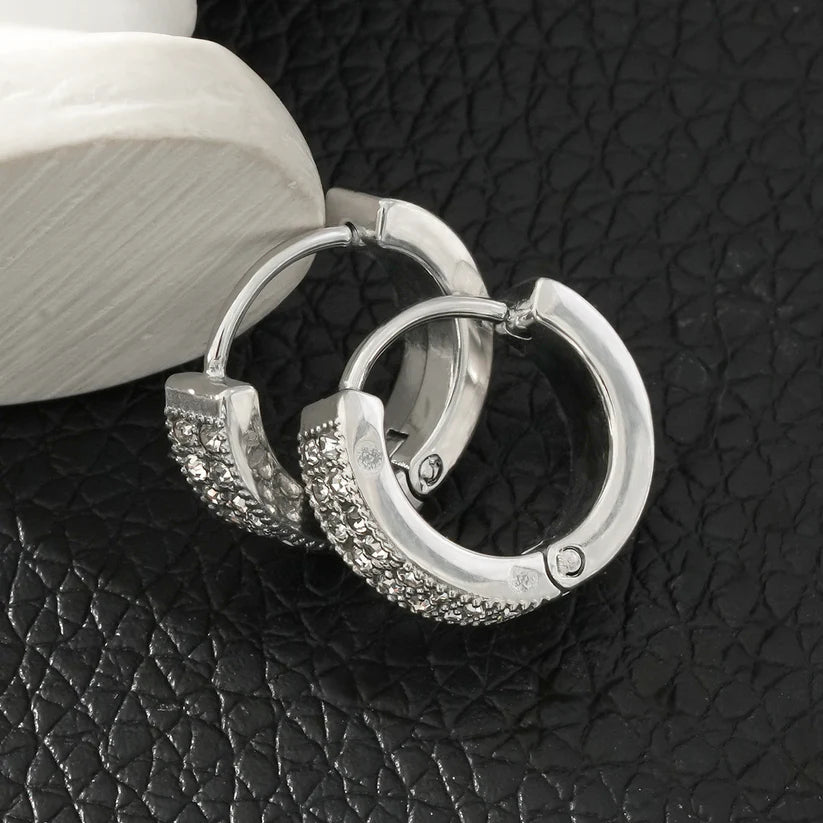 Double Row Pavé Zirconia Mini Hoop Earrings