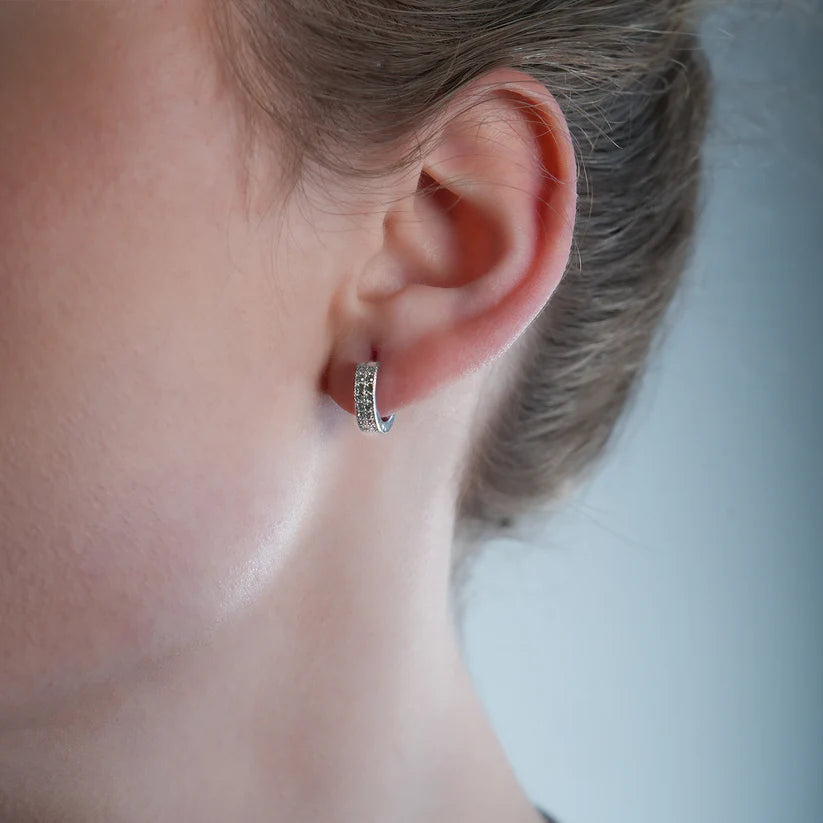 Double Row Pavé Zirconia Mini Hoop Earrings