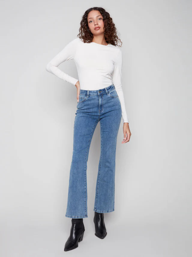Charlie B - Celine Flare Leg Jeans - Medium Blue