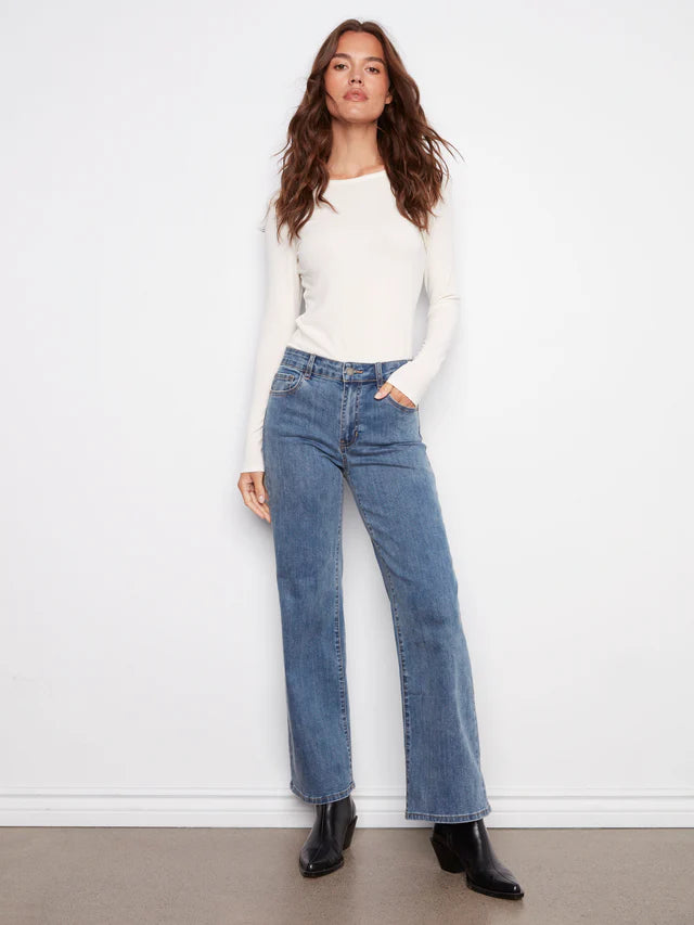 Charlie B - Chloe Wide Leg Jeans - Medium Blue
