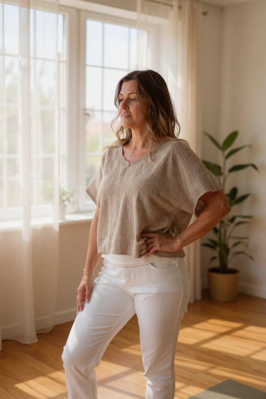 Short Sleeve V-neck Cotton Top