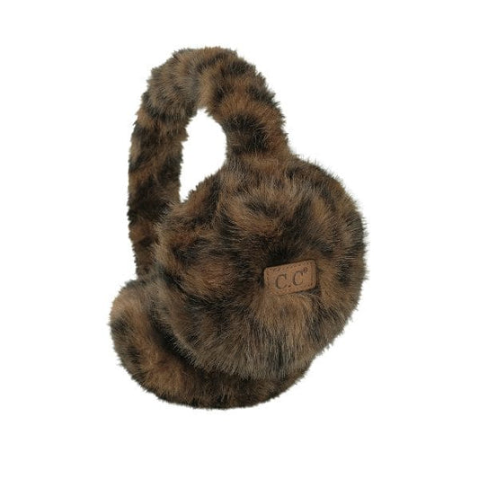 Faux Fur Leopard Earmuff in Brown