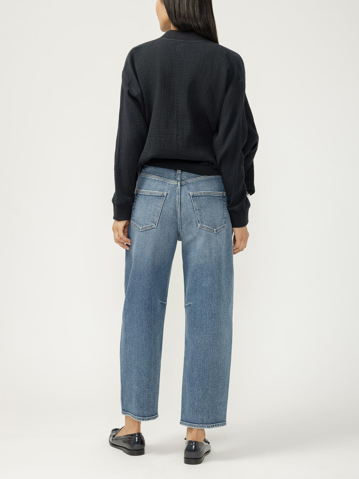High Rise Slim Barrel Leg Jeans