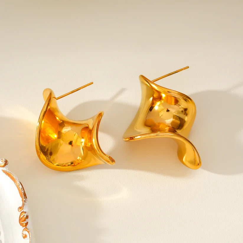 MARGINA: Modernist Avent Garde Twisted Shape Stud Earrings