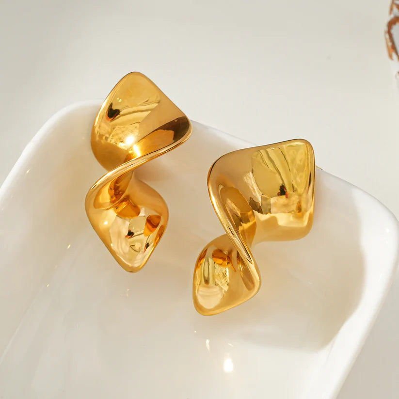 MARGINA: Modernist Avent Garde Twisted Shape Stud Earrings