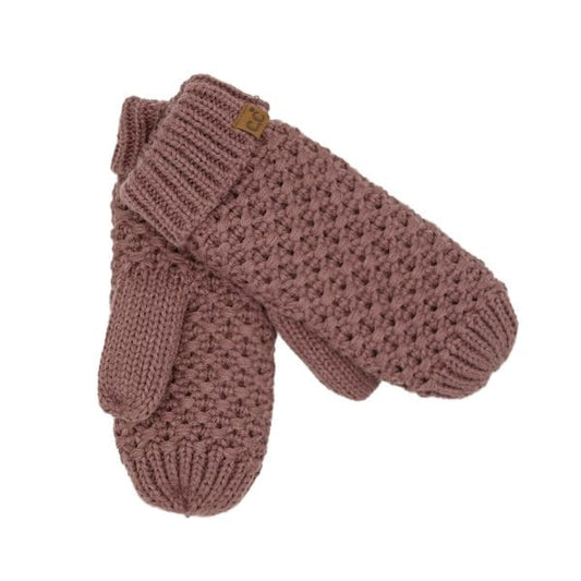 Cross Cell Stitch Knit Mitten in Coco Berry