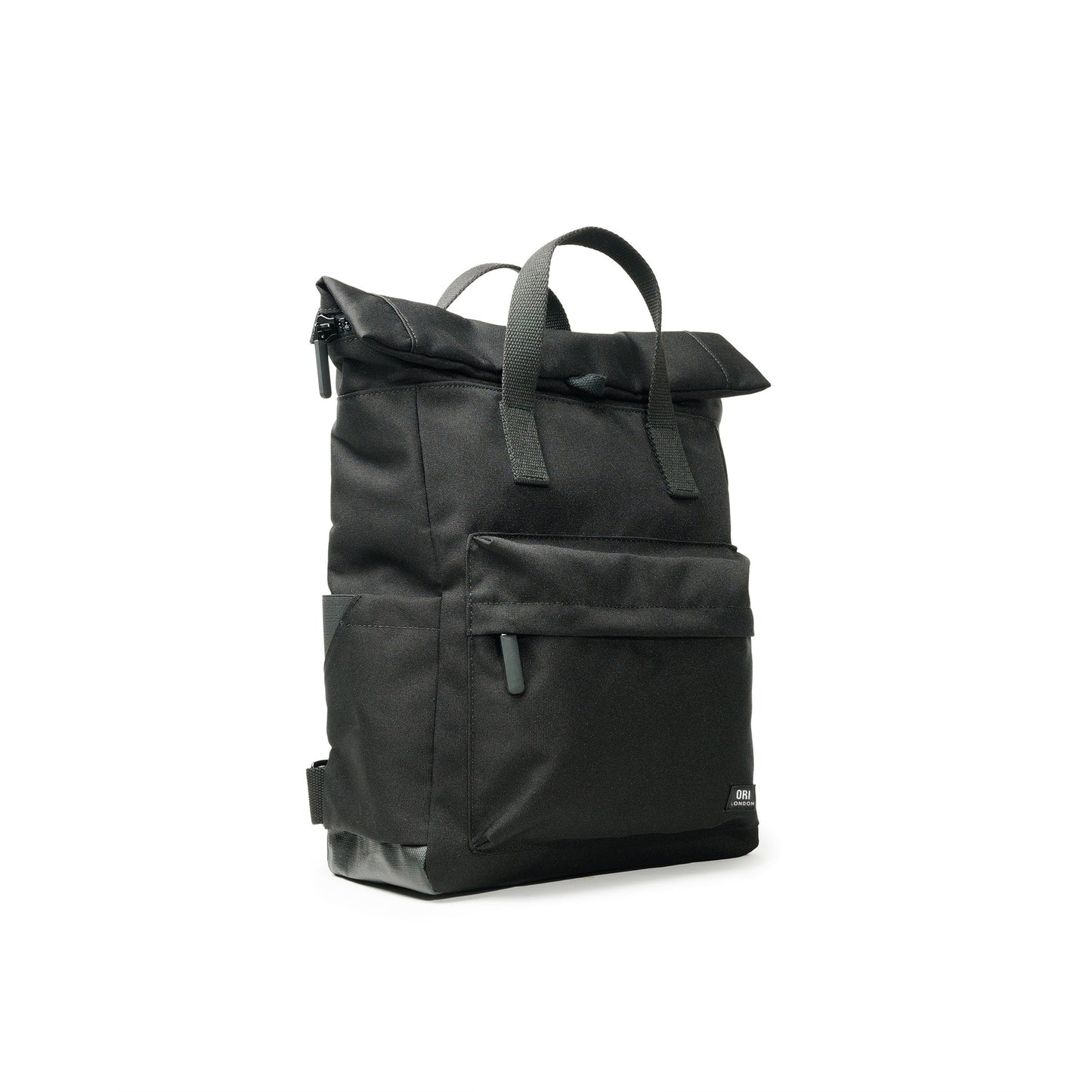 All Black Canfield Roll Top Backpack in Ash