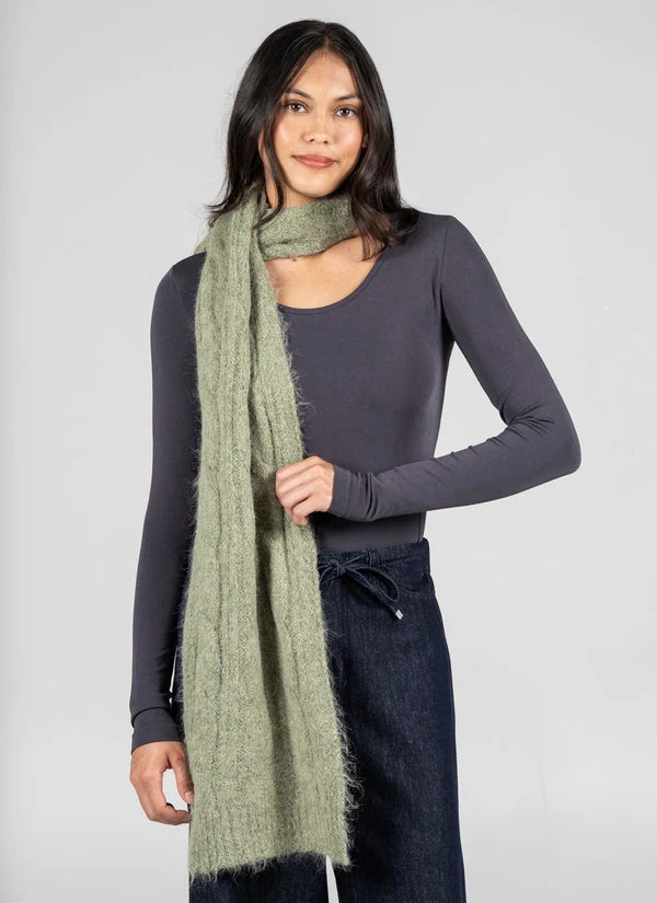 Wool Blend Scarf in Heather Sage