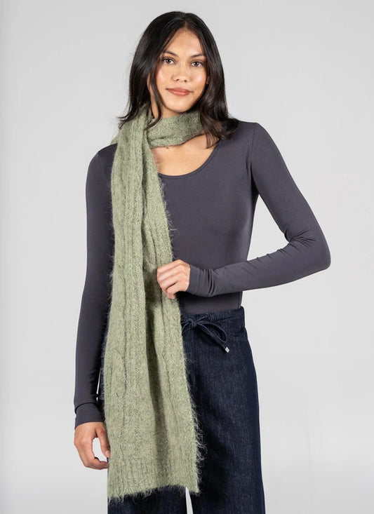 Wool Blend Scarf in Heather Sage