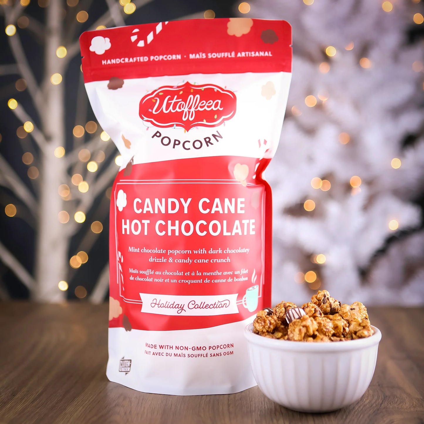 Candy Cane Hot Chocolate Popcorn