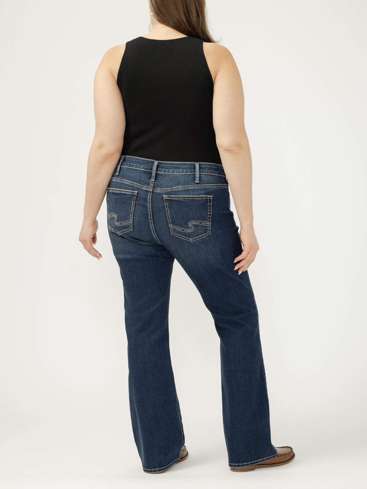 Silver - Elyse Mid Rise Slim Bootcut Luxe Stretch Jeans Plus Size