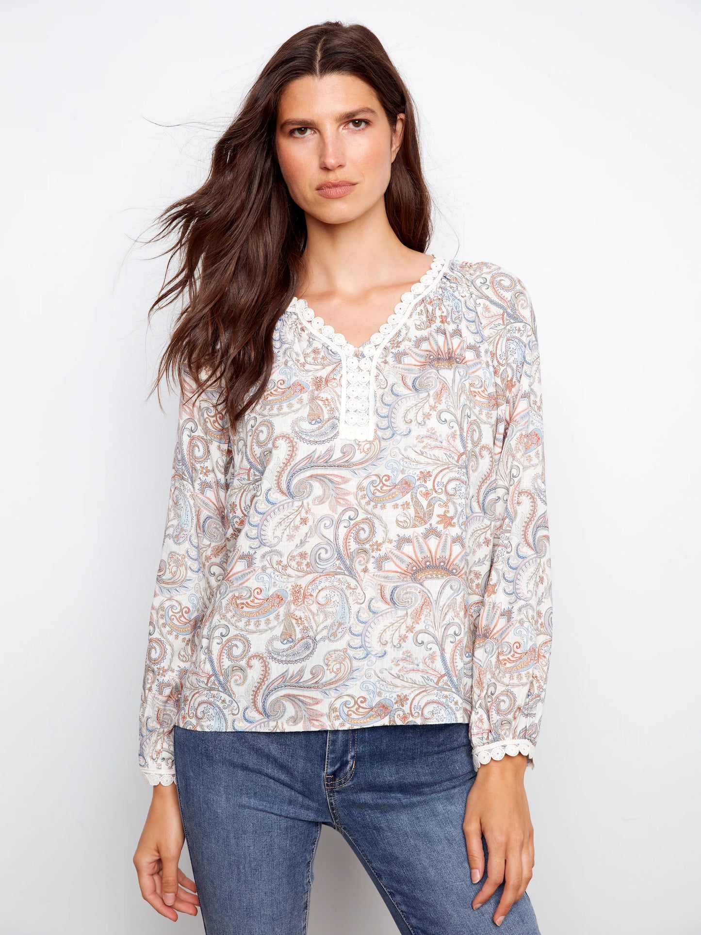 Long sleeve Peasant Blouse - Chintz Print